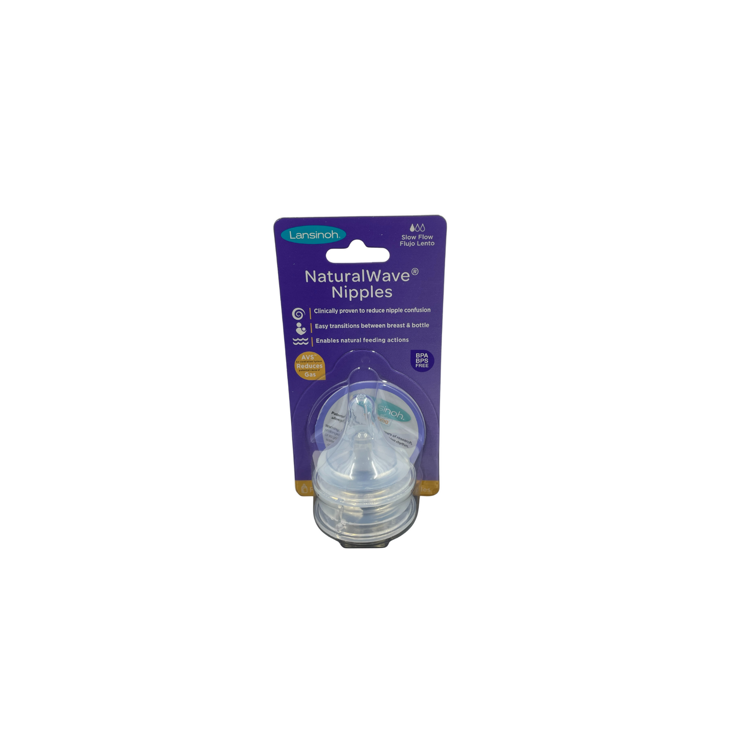 Lansinoh NaturalWave Slow Flow Bottle Nipples 2pk